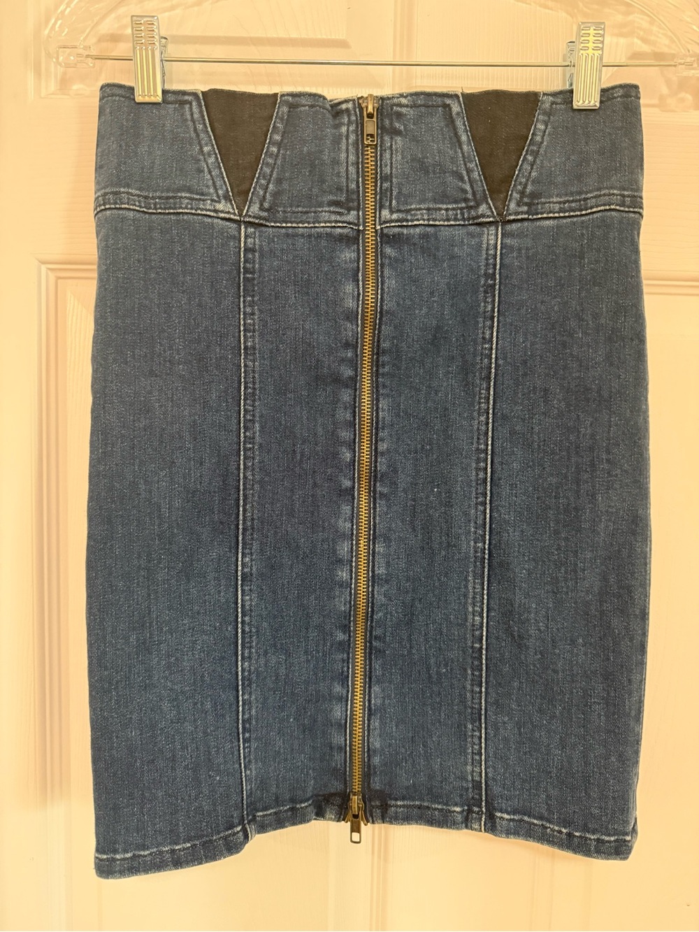 Current/Elliott navy mixed denim pencil skirt.